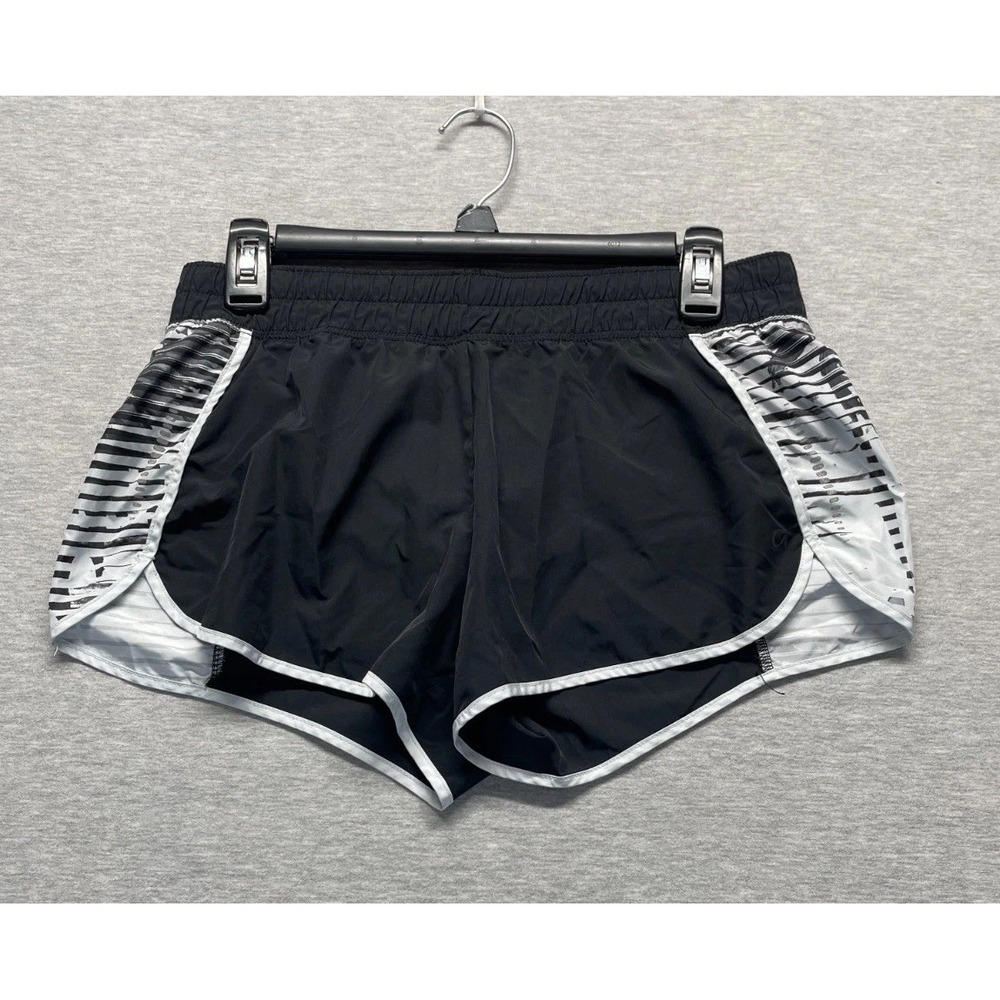 GapFit Athletic Shorts Women Small Black White Striped Panel Built In Liner Gym